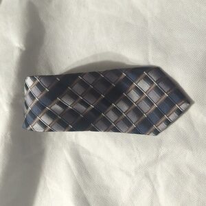 Madison Silk Blue Grey Beige Striped Neck Tie